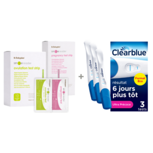 Pack avec le Test de Grossesse Clearblue Détection Ultra Précoce (Boîte de 3) + Nouveau Kit de Test SmileReader