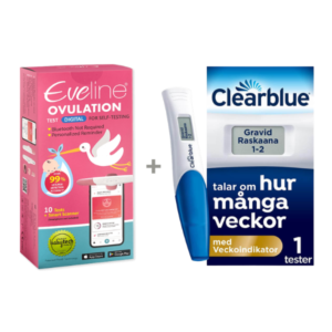 Système de fertilité intelligent Eveline et 1 test de grossesse digital Clearblue avec indicateur de semaines