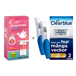 Système de fertilité intelligent Eveline et 2 tests de grossesse digital Clearblue avec indicateur de semaines