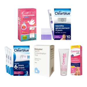 Système de Fertilité Intelligent Eveline, Test d'Ovulation Clearblue Digital Avancé Boîte de 10, Test de Grossesse Clearblue Détection Ultra Précoce Avancée Boîte de 3, Test de Sperme Babyplan & Conceive Plus 75 ml — Kit de Fertilité Avancé